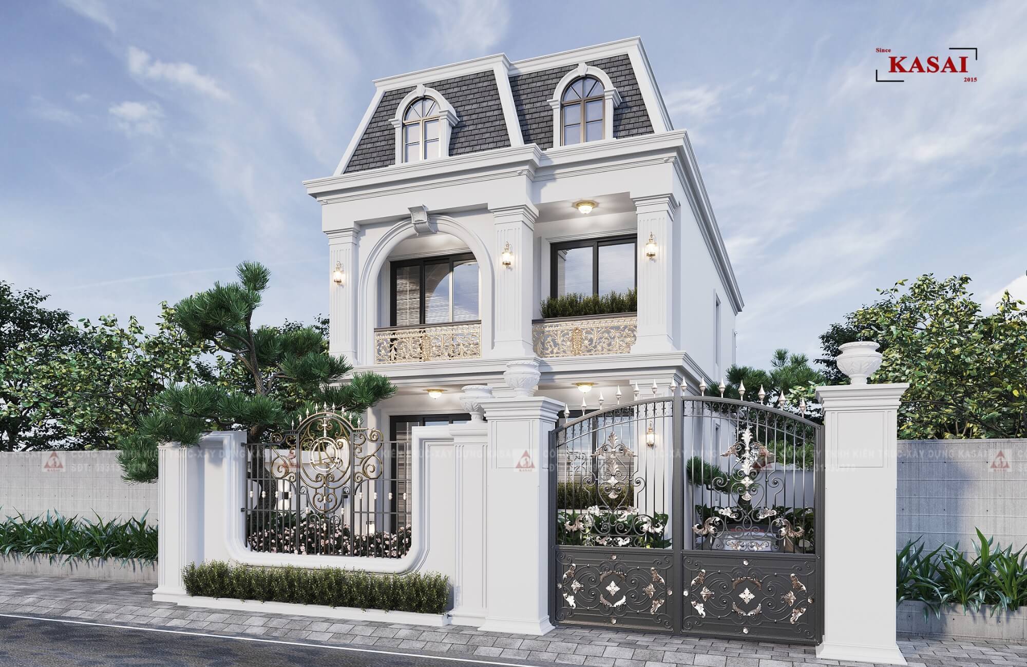 Bản vẽ thiết kế nhà 7x15m 2 tầng tân cổ điển