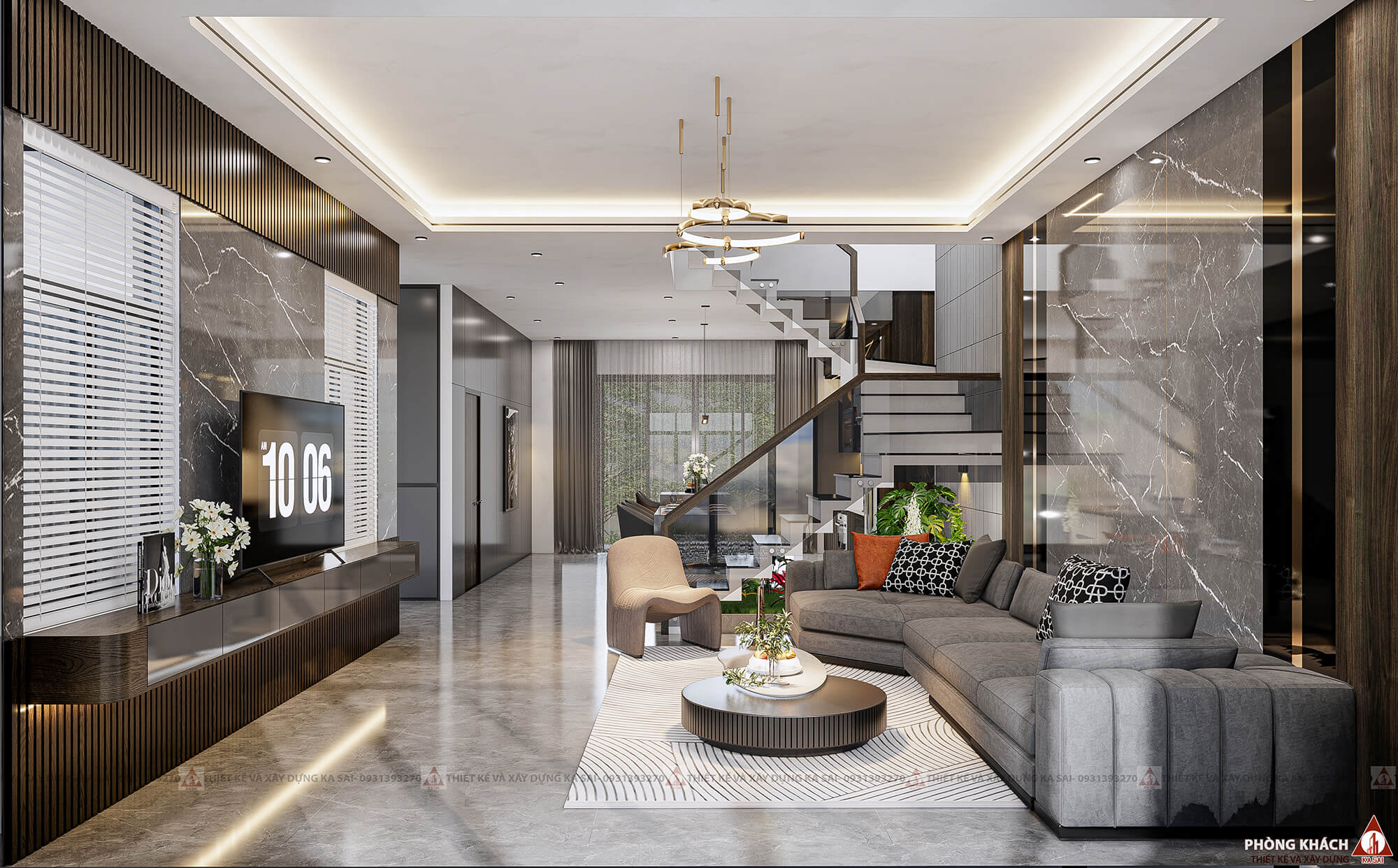 Biệt thự chữ L 3 tầng mái bằng