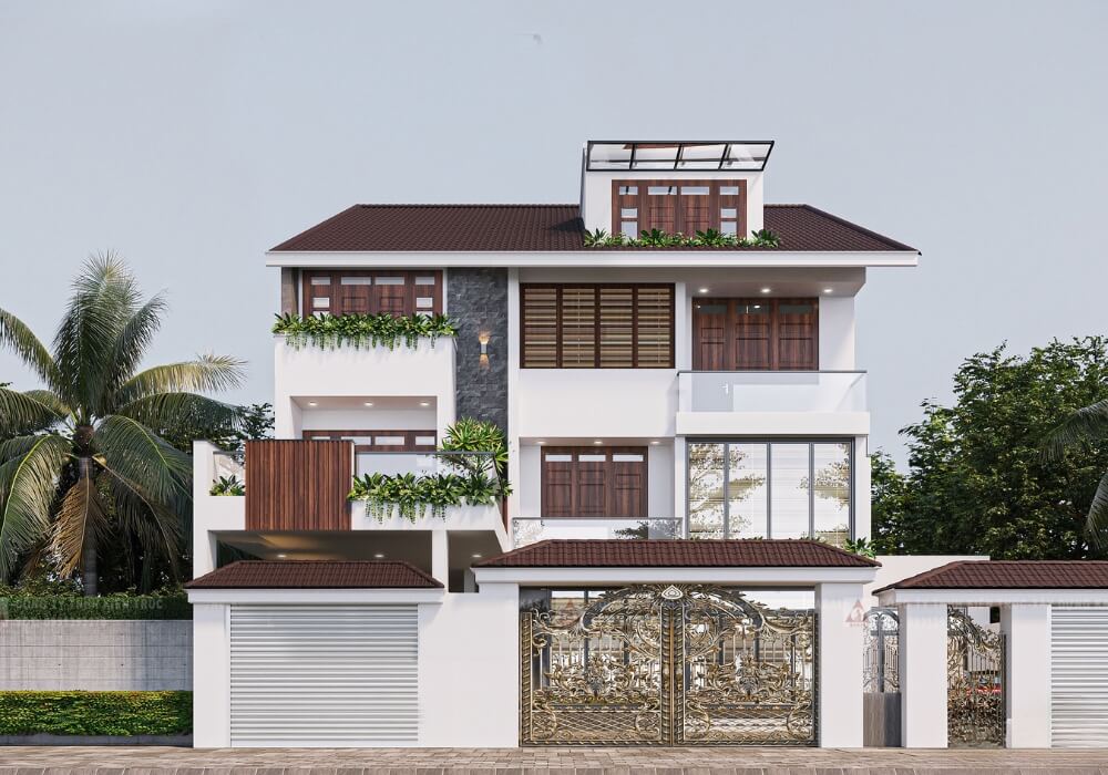 Biệt thự 4 tầng mái Nhật sang trọng và ấm cúng giữa phố