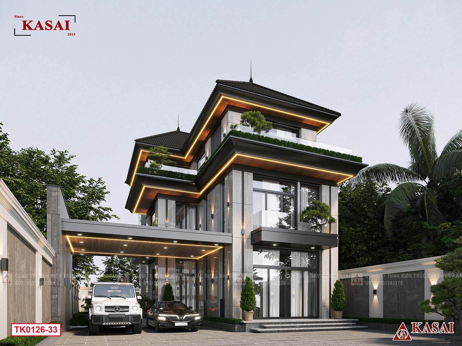 Biệt thự mặt tiền 15m 3 tầng