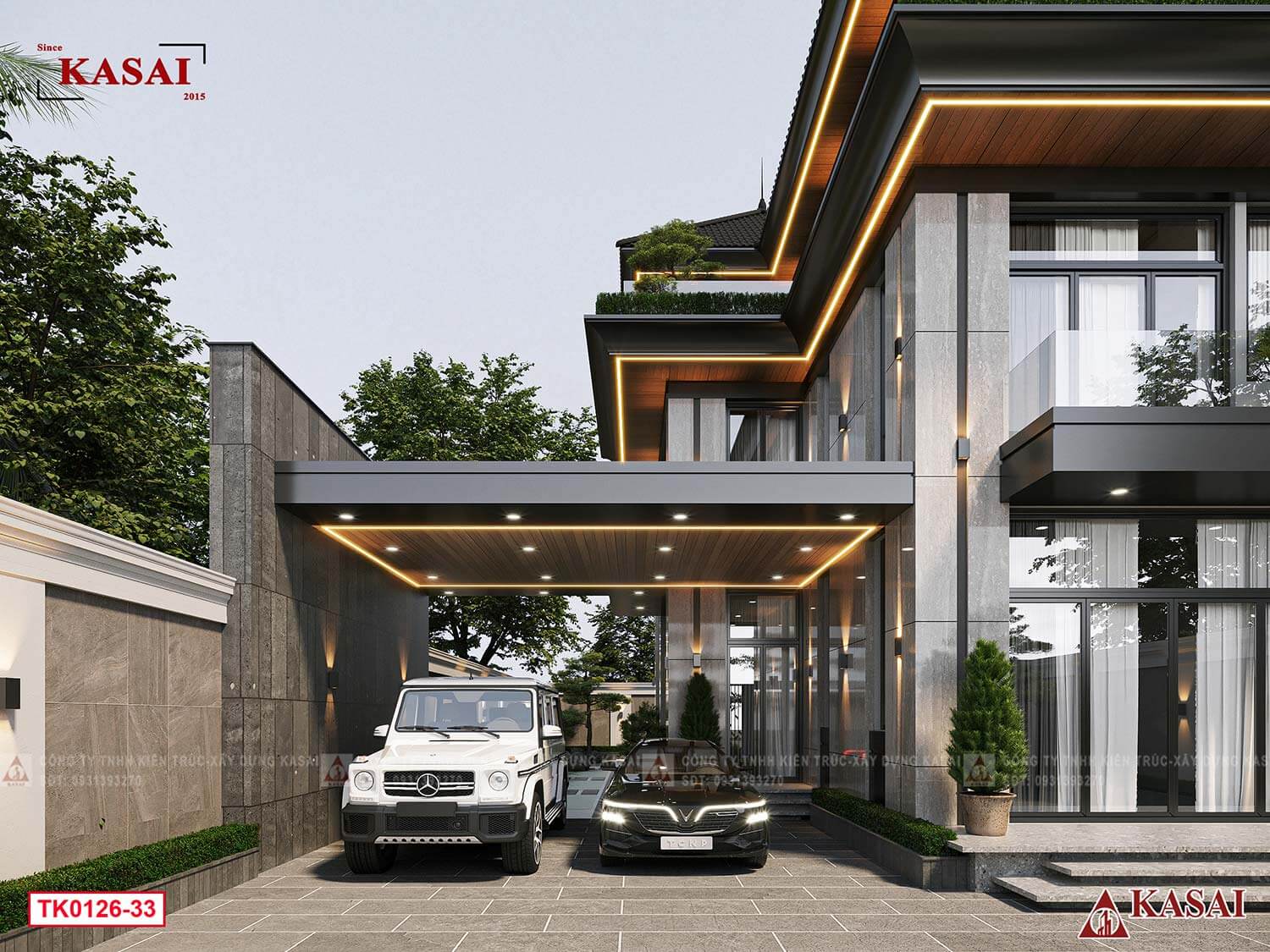 Biệt thự mặt tiền 15m 3 tầng