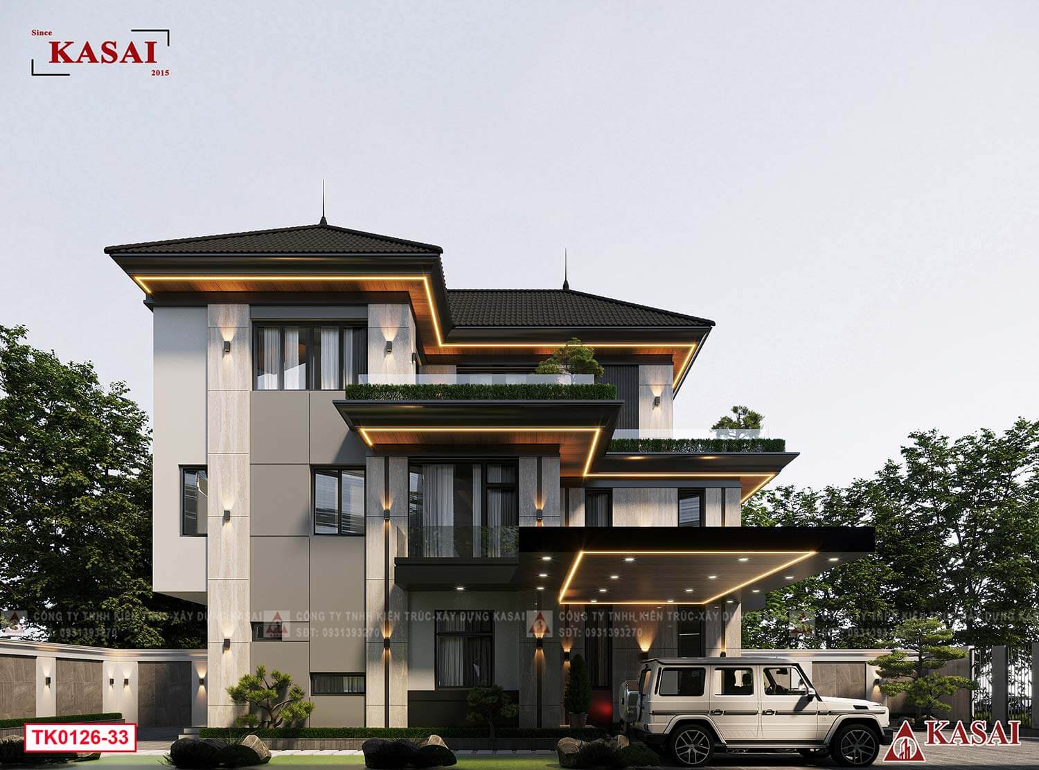 Biệt thự mặt tiền 15m 3 tầng