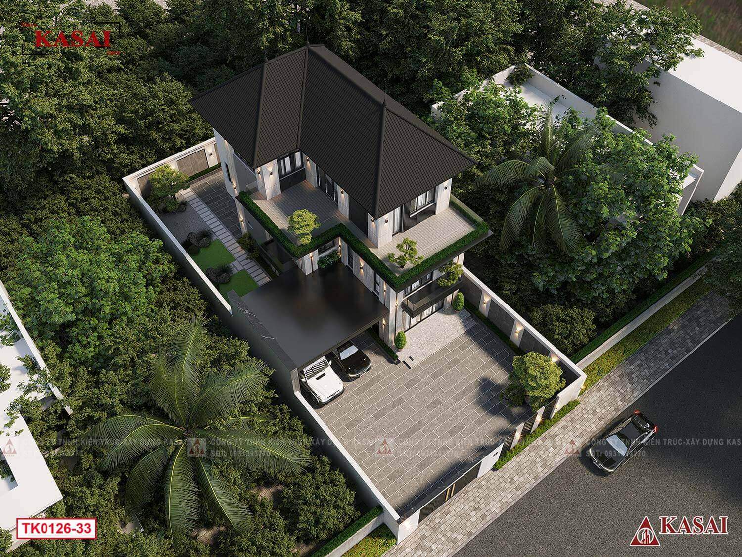 Biệt thự mặt tiền 15m 3 tầng