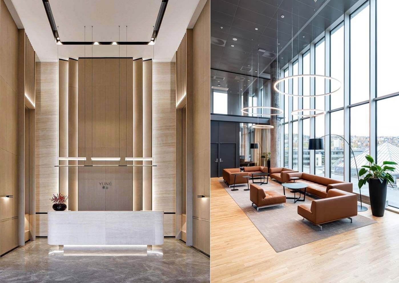 Khu vực lễ tân mẫu khách sạn 7 tầng