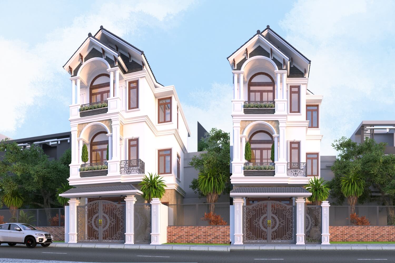 Nhà 3 tầng chữ L mái Thái