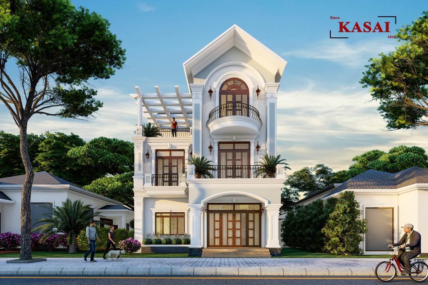 Nhà chữ L 3 tầng tân cổ điển