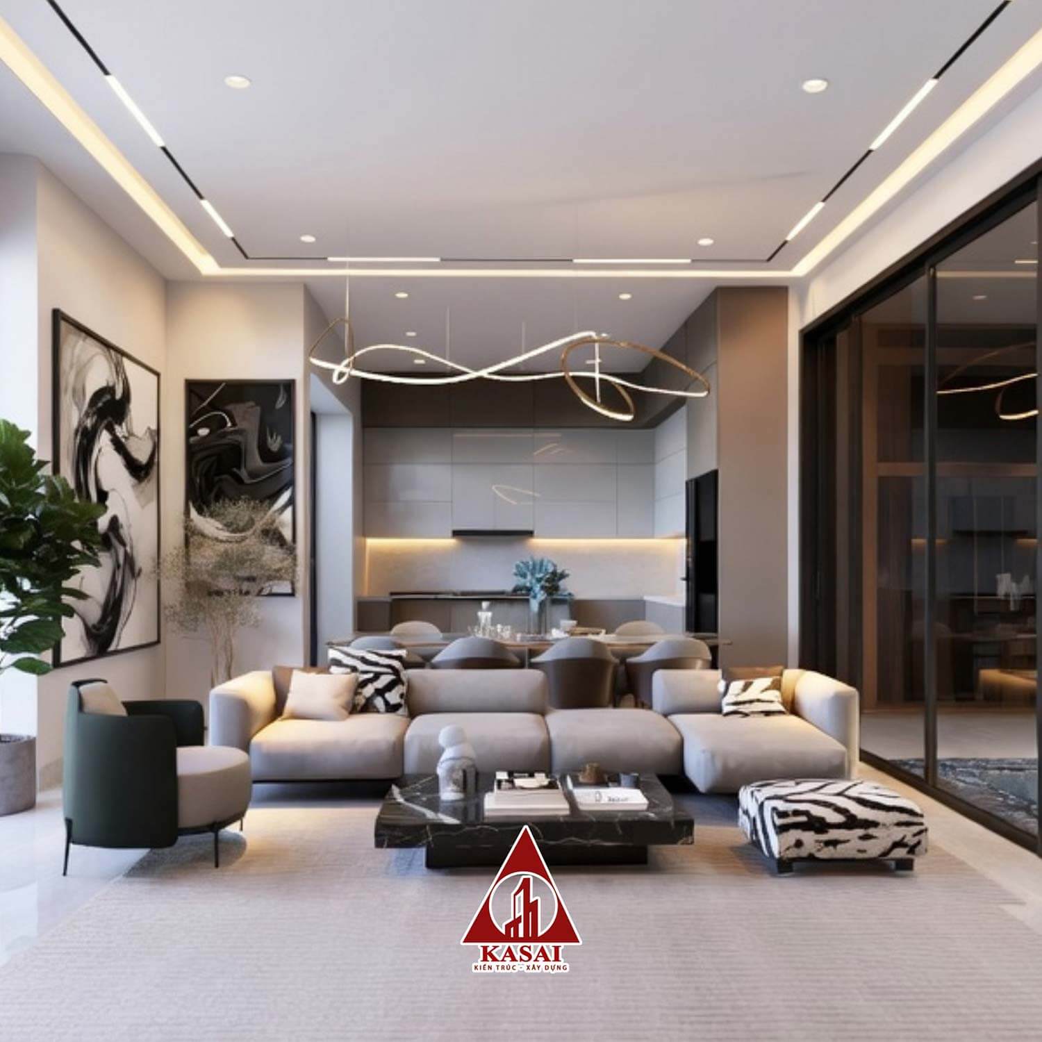 Phòng khách biệt thự mặt tiền 15m 3 tầng Phòng khách biệt thự mặt tiền 15m 3 tầng