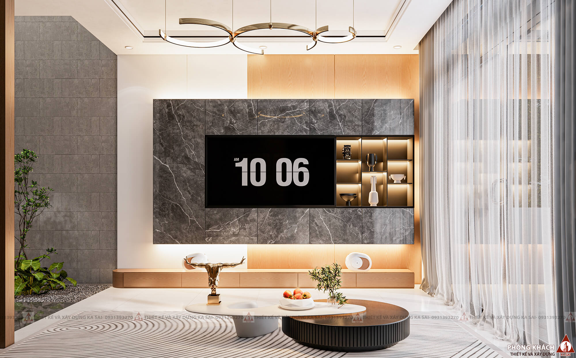 Phòng khách mẫu nhà 3 tầng 4x15m