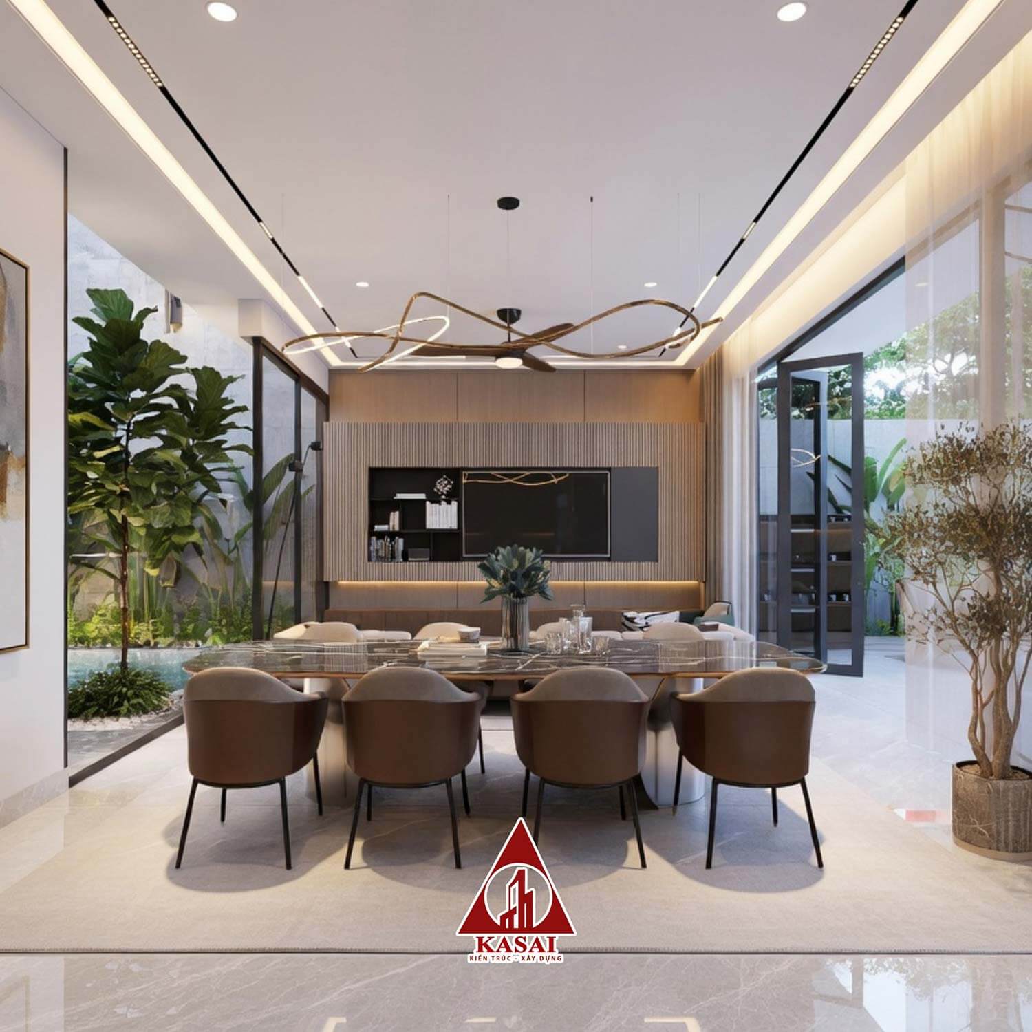 Phòng bếp biệt thự mặt tiền 15m 3 tầng