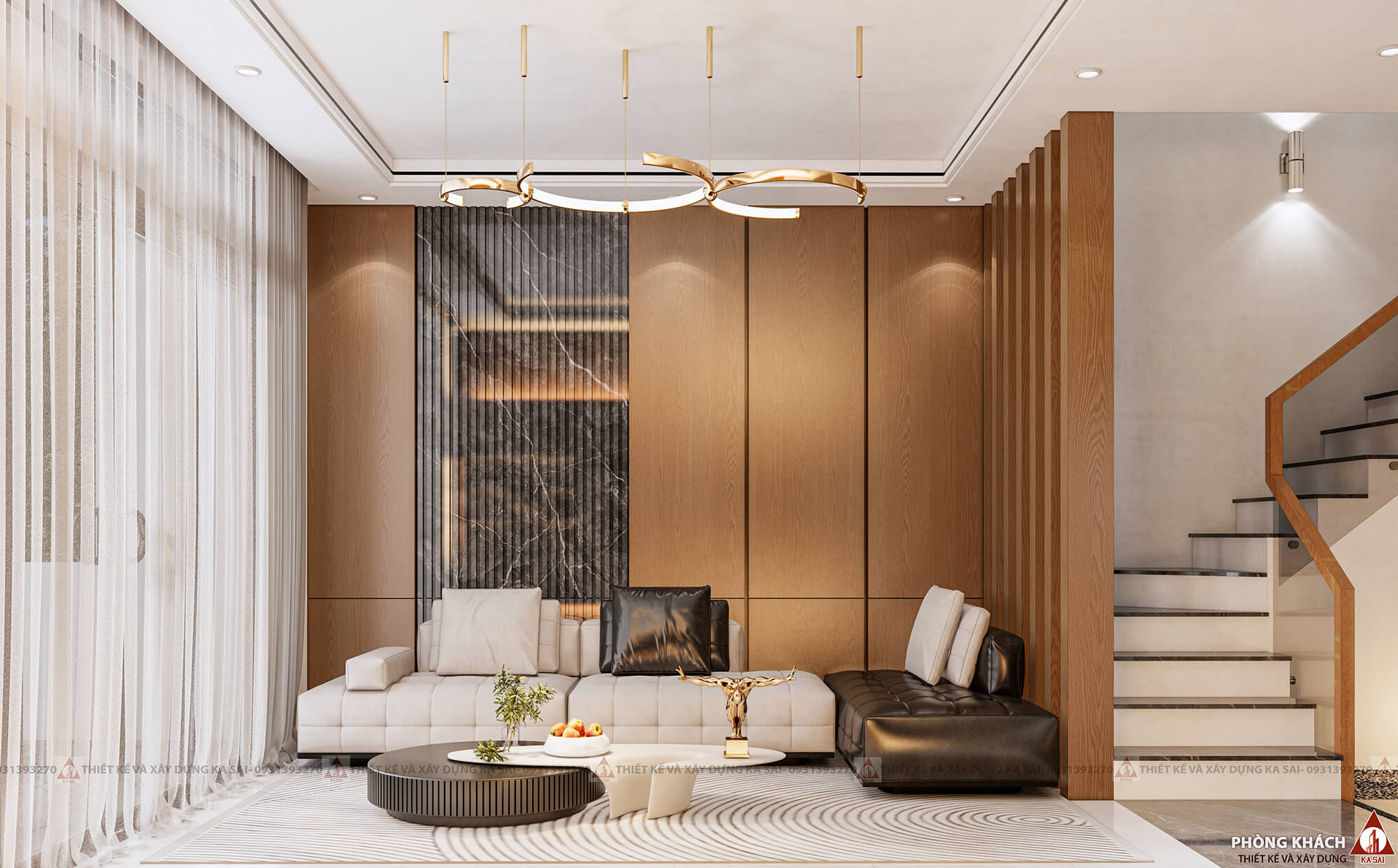 Phòng khách mẫu nhà 3 tầng 4x15m