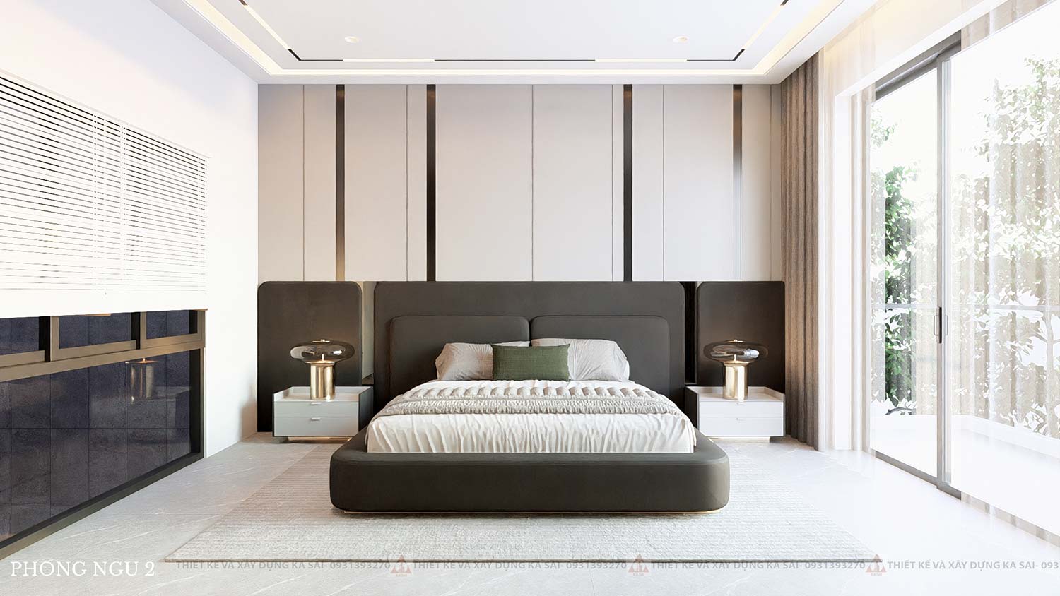 Phòng ngủ 2 biệt thự mặt tiền 15m 3 tầng