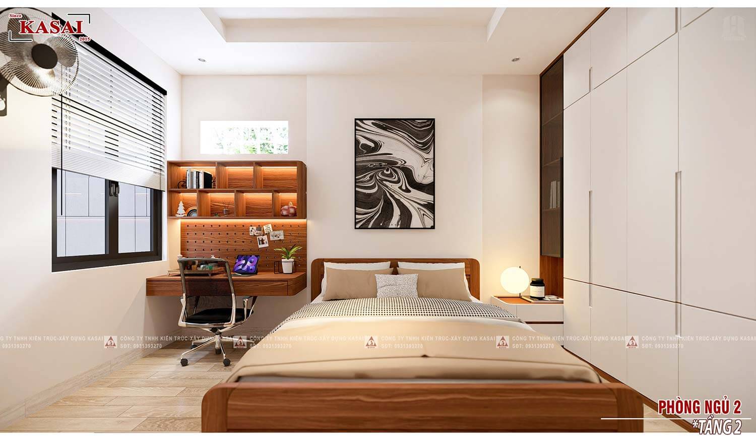 Phòng ngủ mẫu nhà 2 tầng 5,5x25m