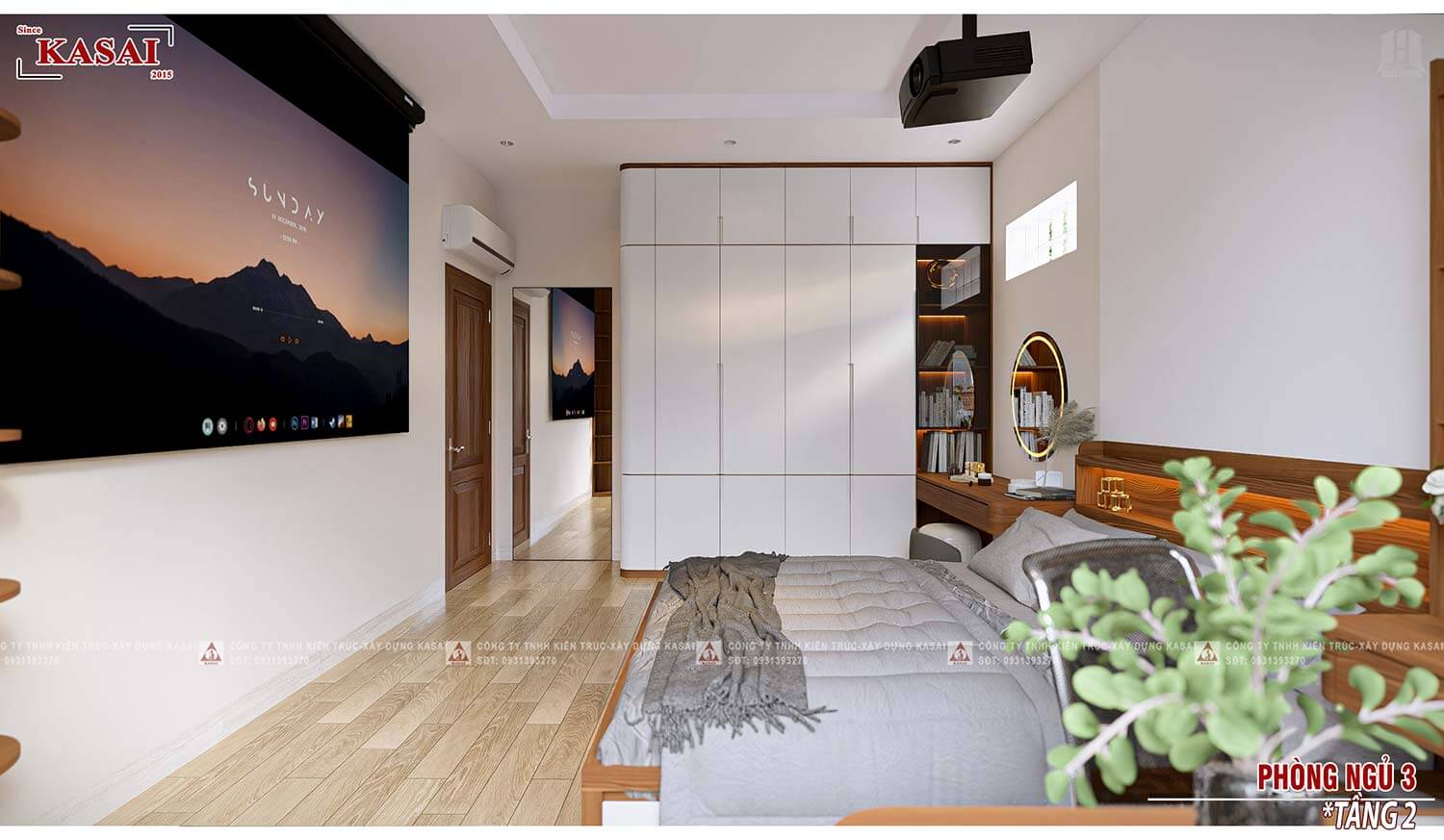 Phòng ngủ mẫu nhà 2 tầng 5,5x25m