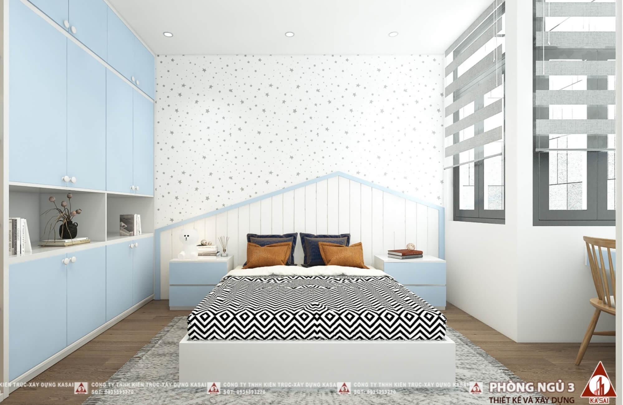 Phòng ngủ 4 mẫu nhà phố 3 tầng 4x20m