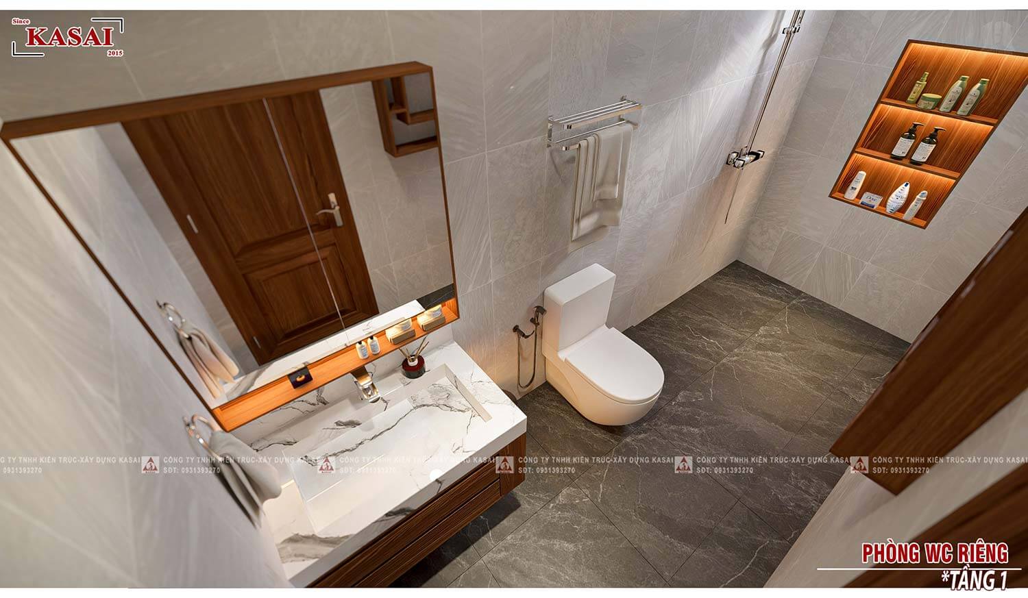 Phòng WC mẫu nhà 2 tầng 5,5x25m