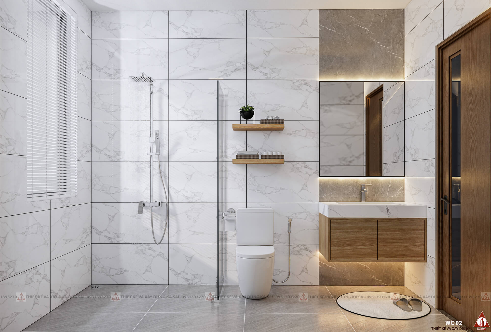 Phòng wc mẫu nhà 3 tầng 4x15m