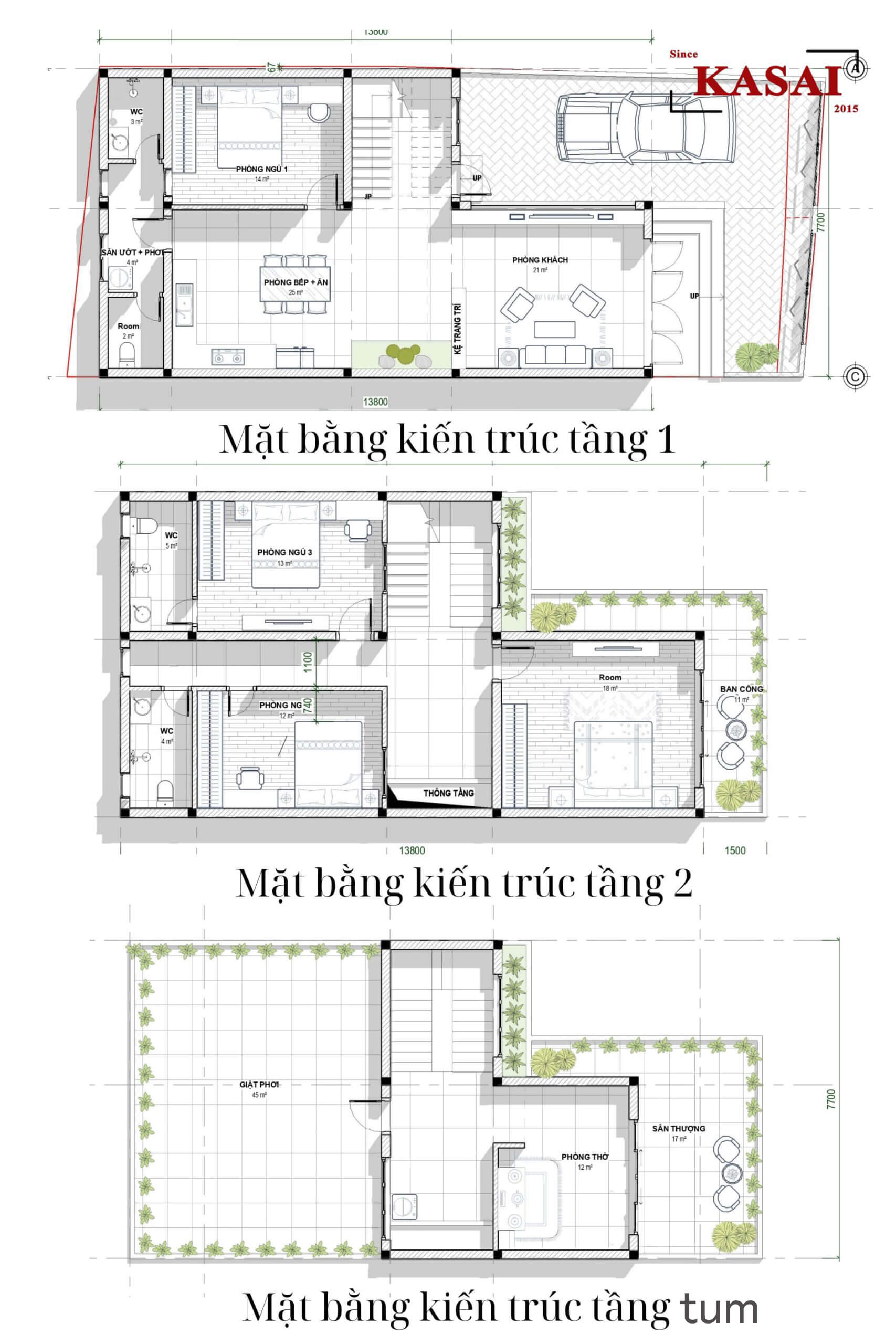 Nhà 3 tầng chữ L 3 phòng ngủ