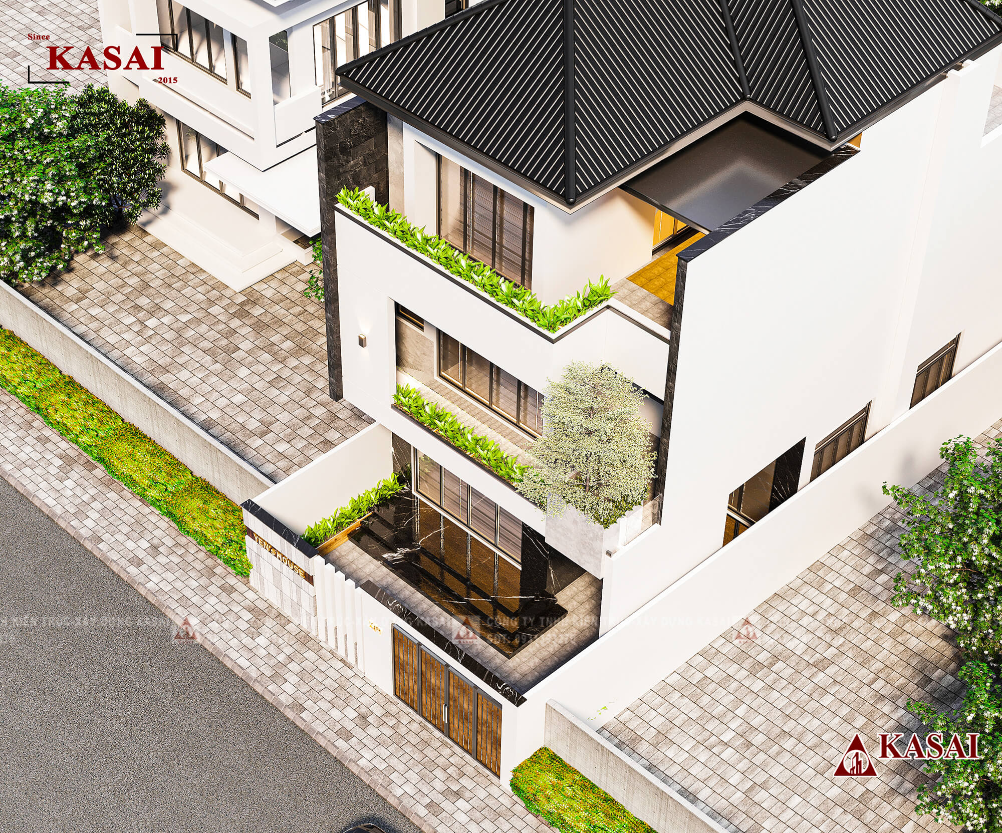 Thiết kế nhà 3 tầng chữ L