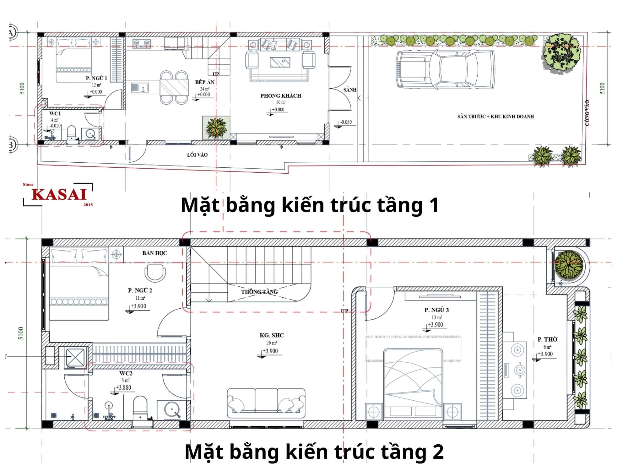 5x15m nhà 2 tầng 3 phòng ngủ 5x15