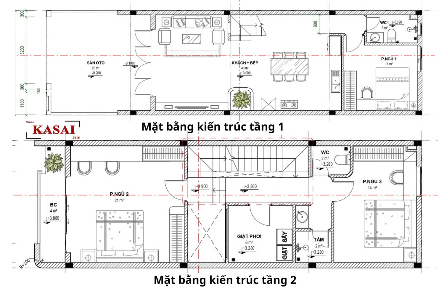 Bản vẽ thiết kế nhà 5x18m 2 tầng