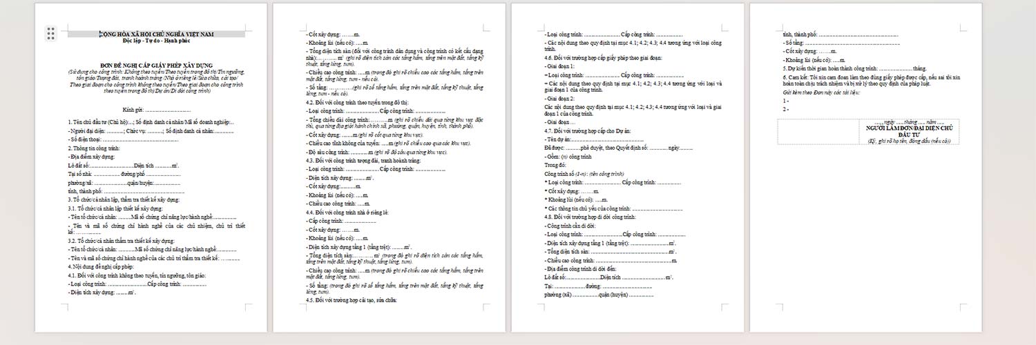 Đơn xin phép xây dựng nhà ở