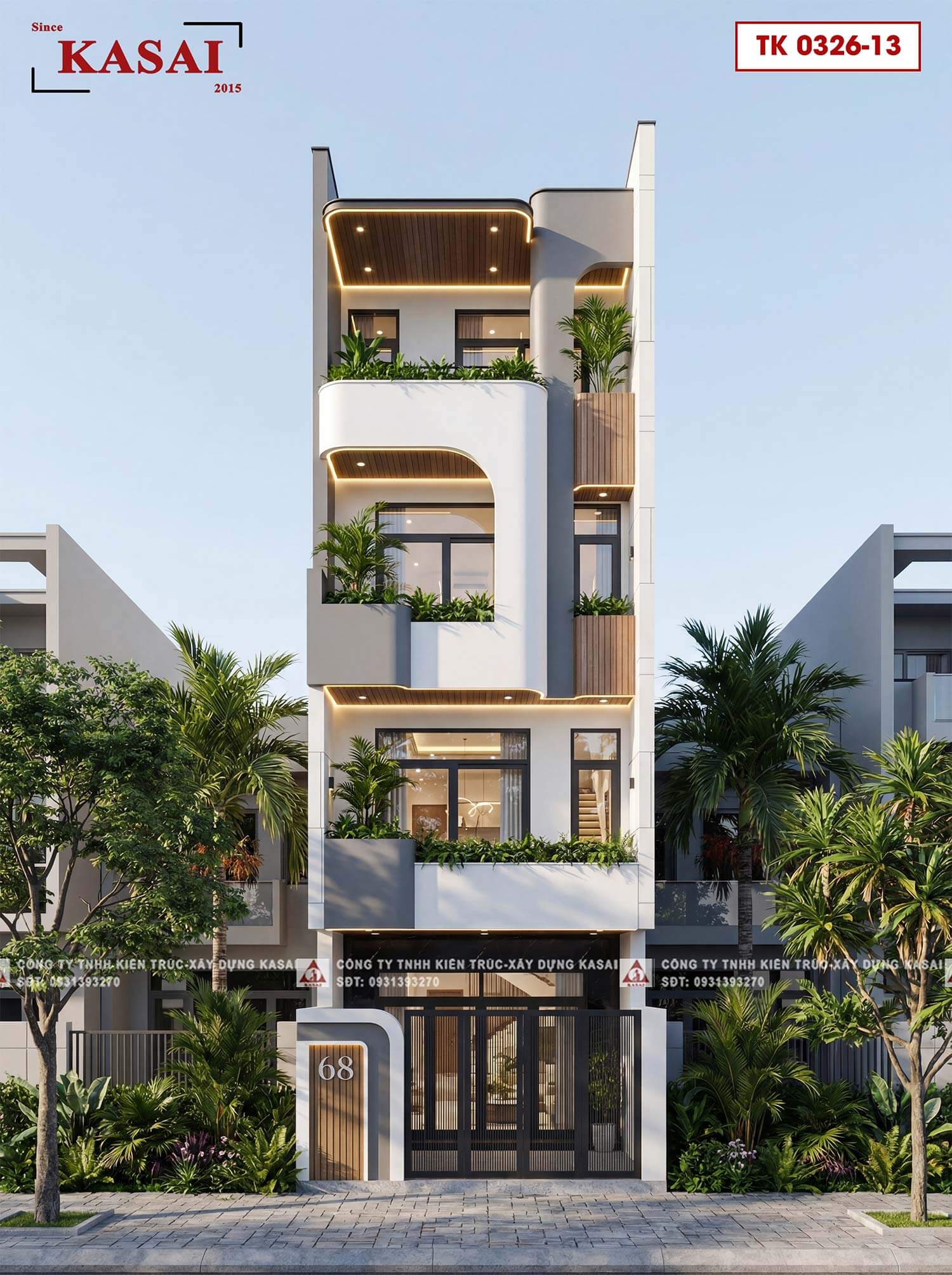 Mẫu nhà ống 4 tầng đẹp hiện đại 5x20m