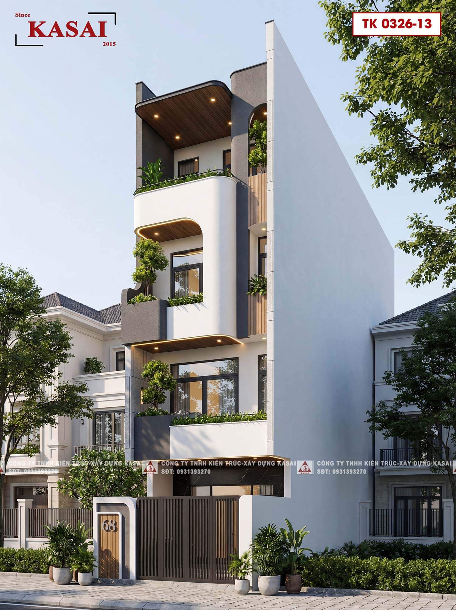 Mẫu nhà ống 4 tầng đẹp hiện đại 5x20m