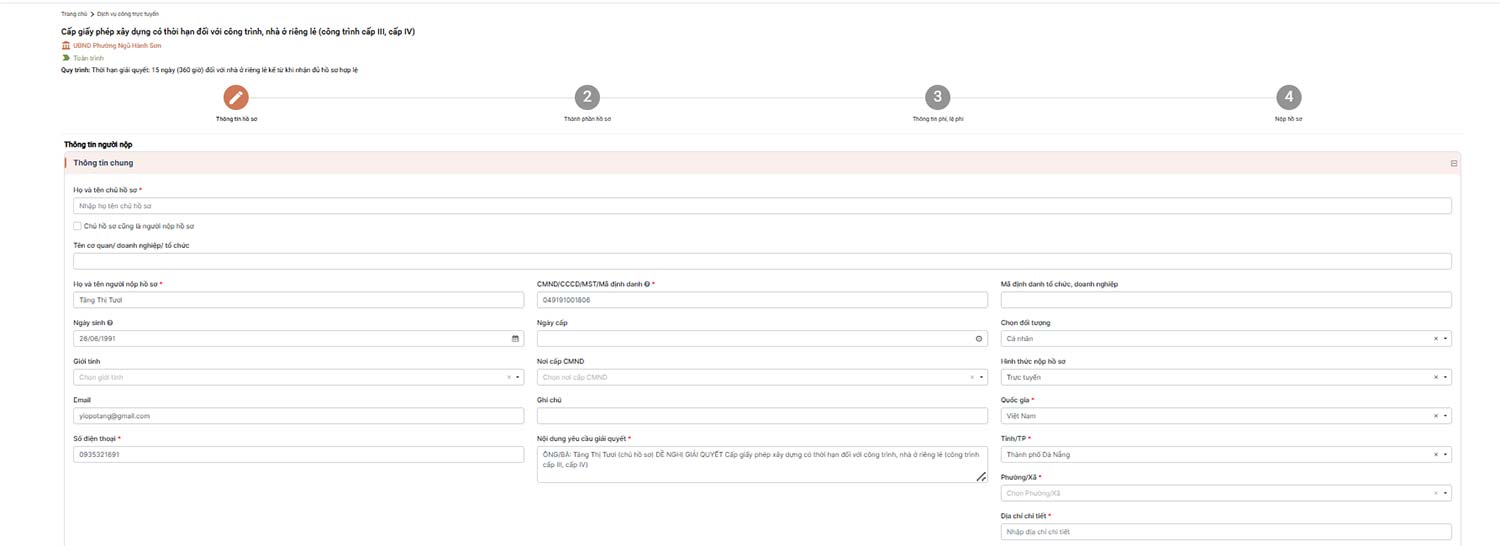Nộp hồ sơ xây dựng online Đà Nẵng
