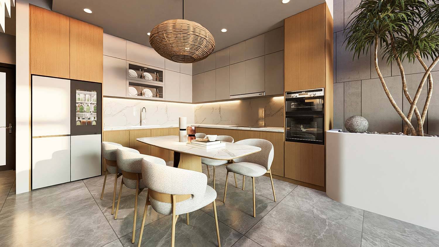 Phòng bếp thiết kế nhà 5x18m 2 tầng