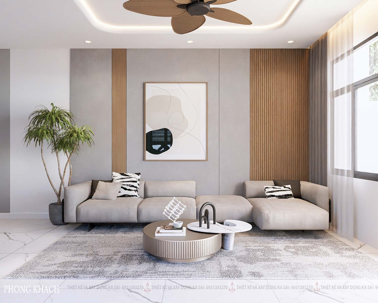 Phòng khách mẫu nhà ống 4 tầng đẹp hiện đại 5x20m