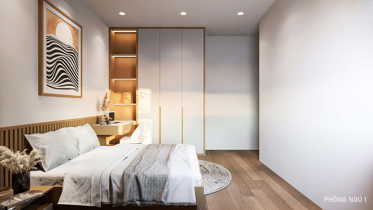 Phòng ngủ 1 thiết kế nhà 5x18m 2 tầng