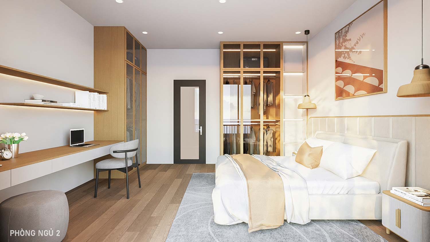 Phòng ngủ 2 thiết kế nhà 5x18m 2 tầng