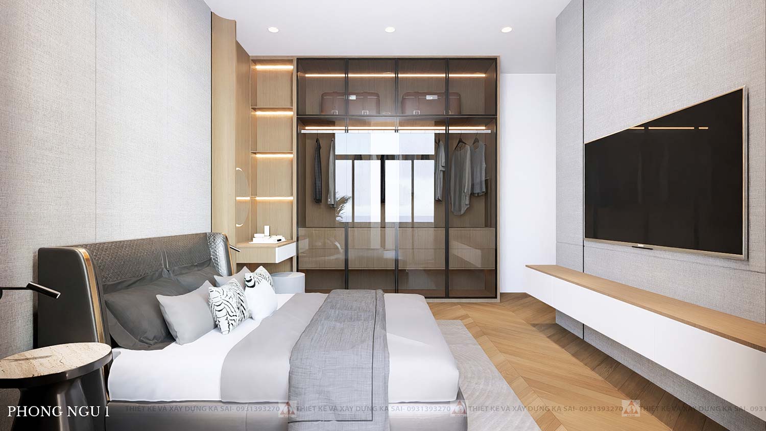 Phòng ngủ 2 mẫu nhà ống 4 tầng đẹp hiện đại 5x20m