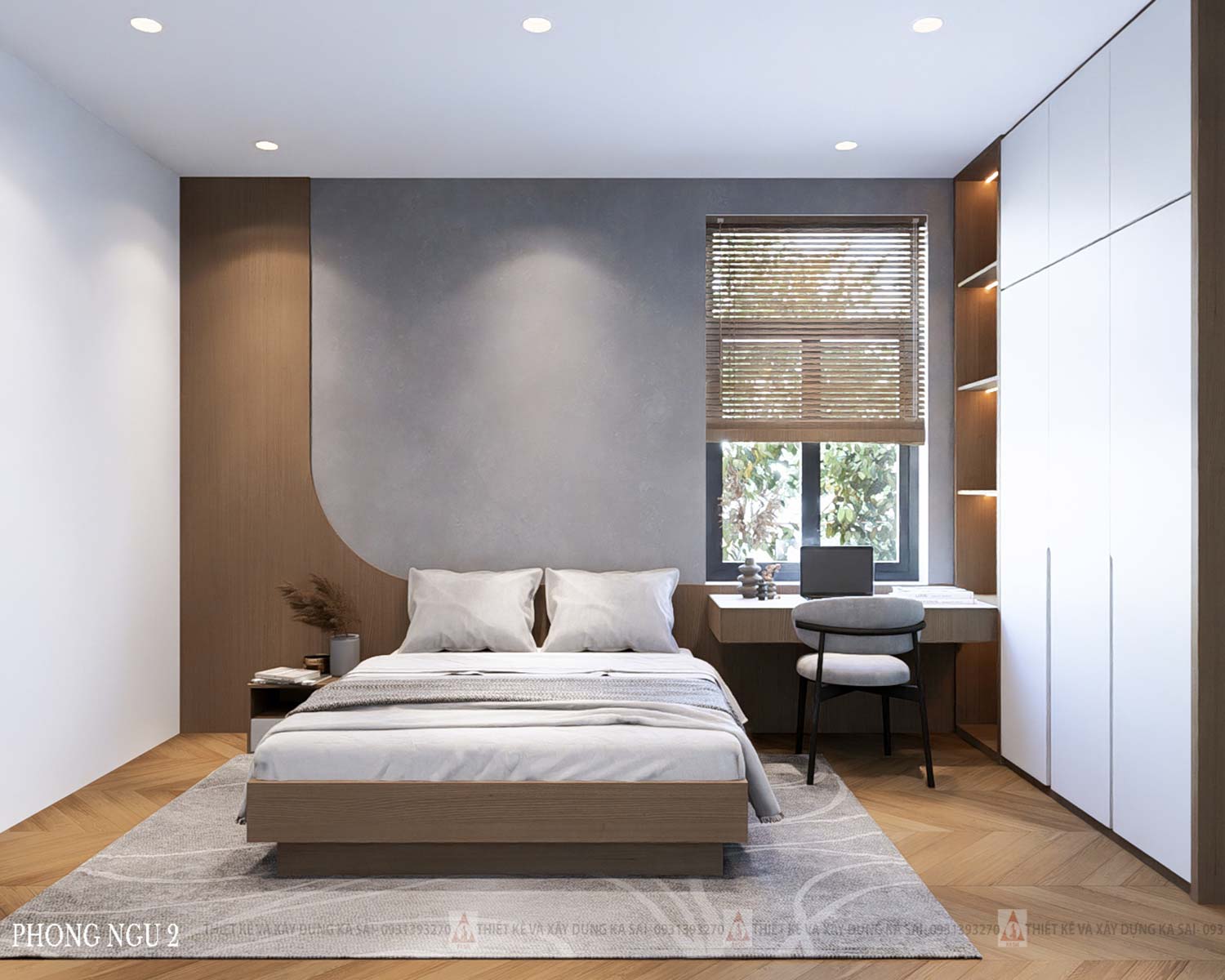 Phòng ngủ 2 mẫu nhà ống 4 tầng đẹp hiện đại 5x20m