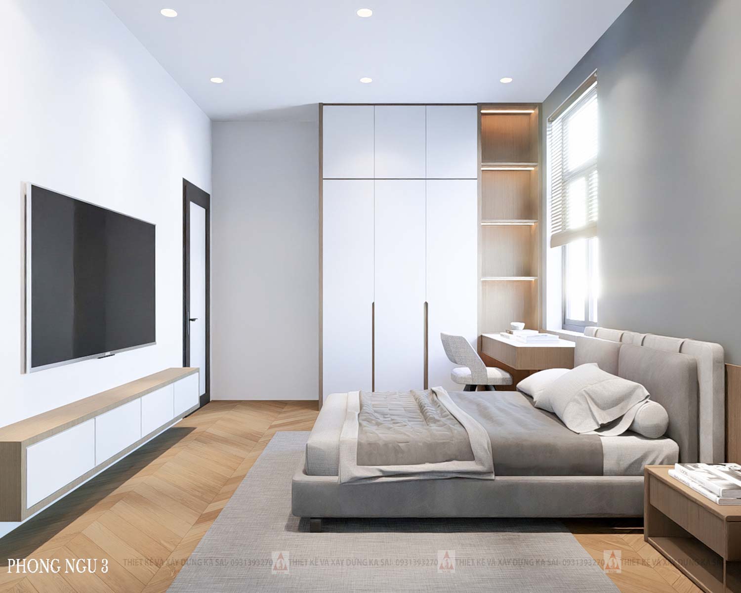 Phòng ngủ 4 mẫu nhà ống 4 tầng đẹp hiện đại 5x20m