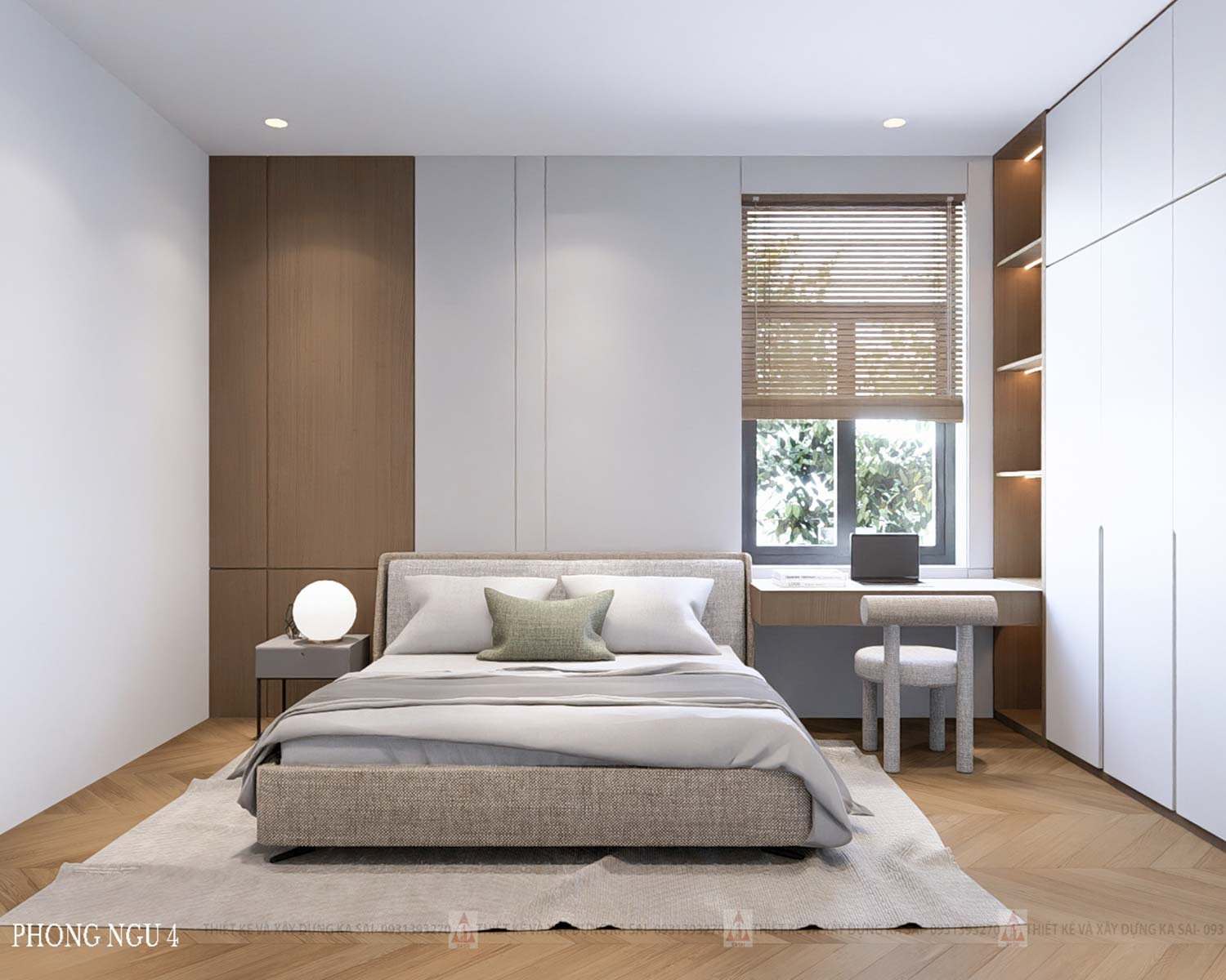 Phòng ngủ 5 mẫu nhà ống 4 tầng đẹp hiện đại 5x20m