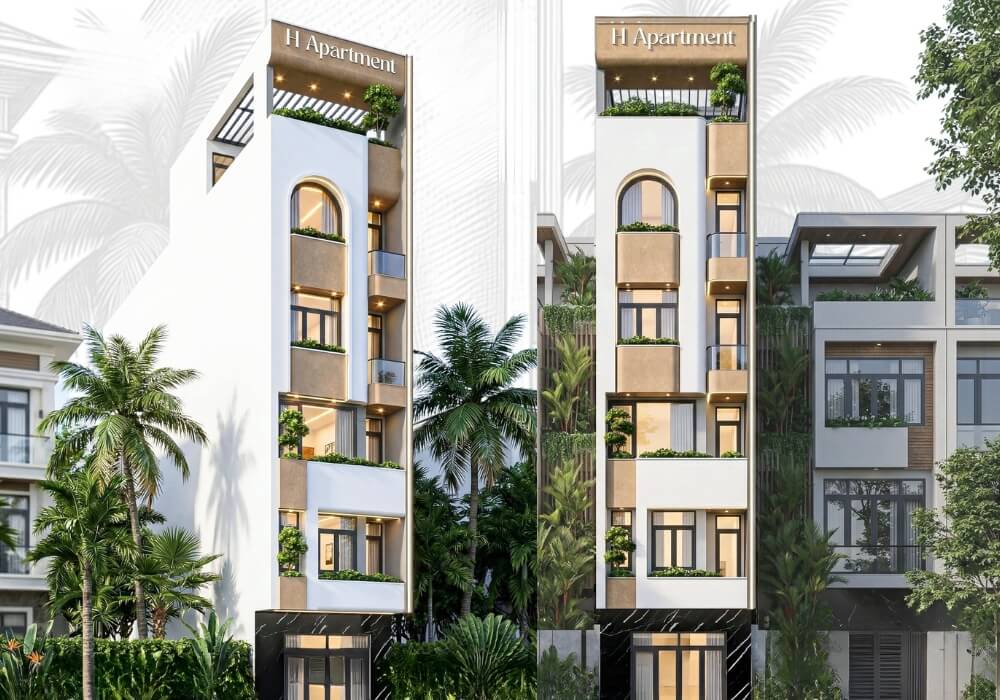 Thiết kế căn hộ cho thuê 6 tầng 5x24m đẹp ấn tượng