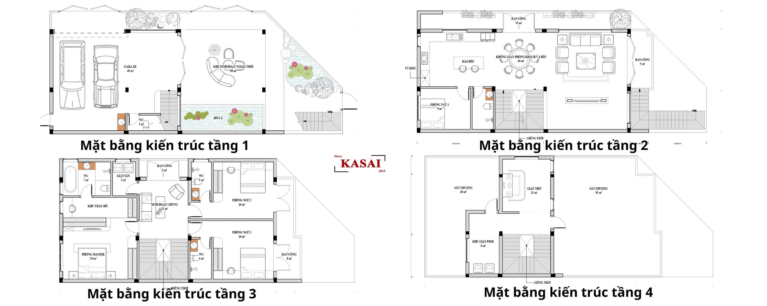 Bản vẽ thiết kế biệt thự 8x20m 4 tầng