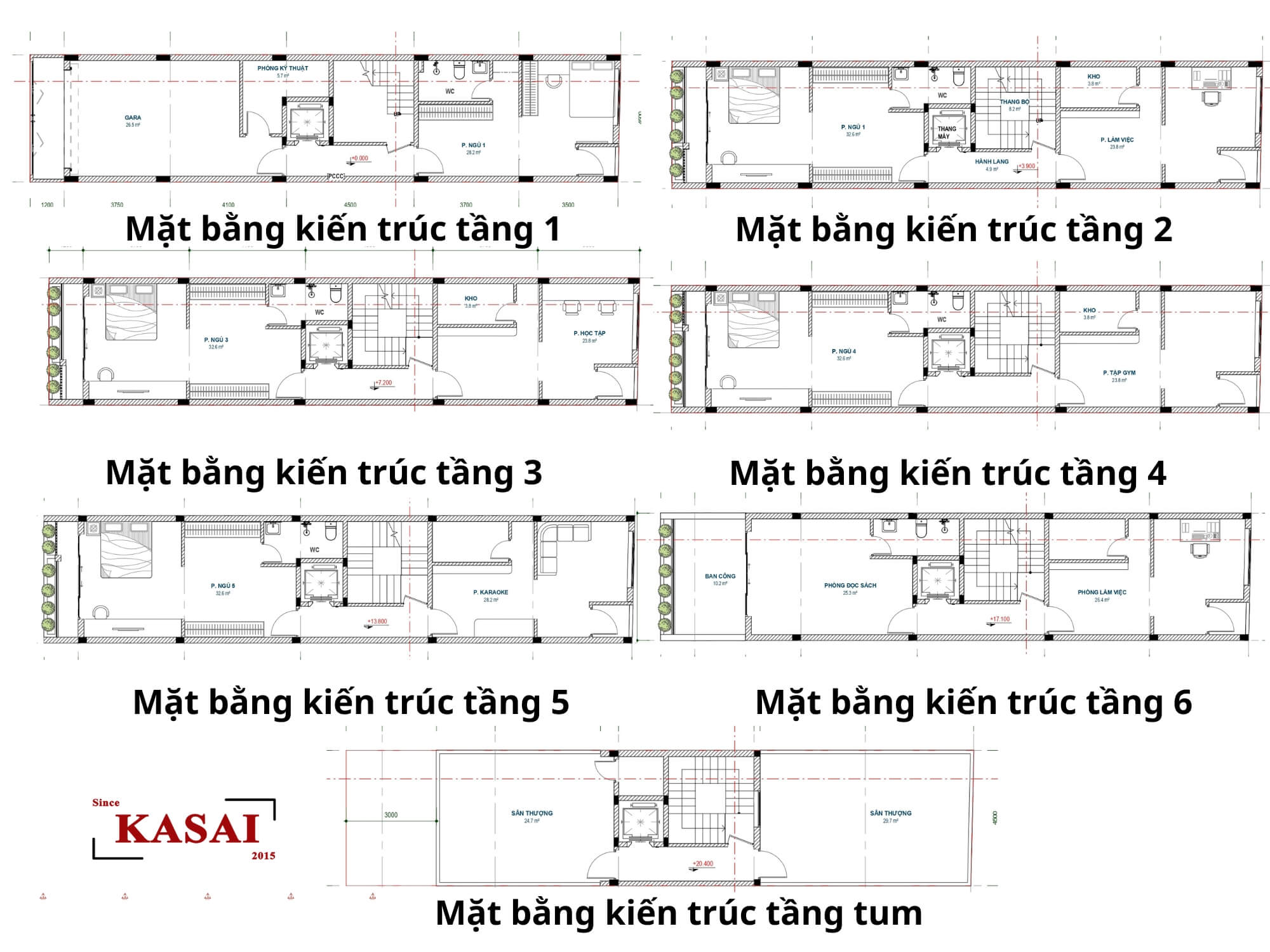 Thiết kế căn hộ 5x22m 6 tầng