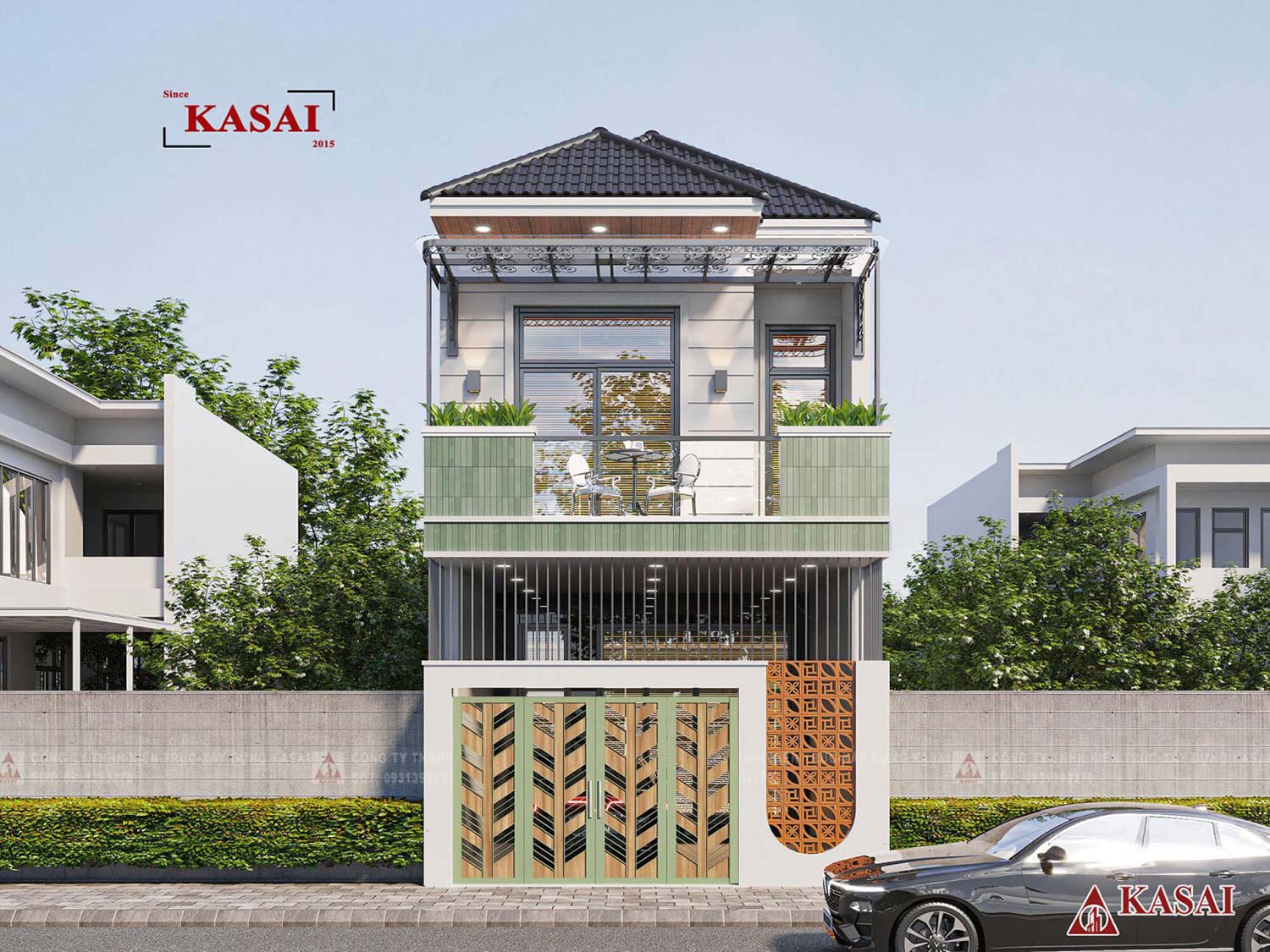 Nhà 2 tầng 5x16m mái Nhật