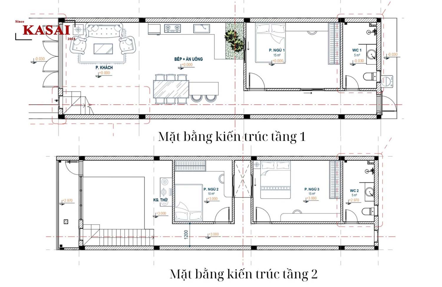 Nhà 2 tầng 5x15m mái A