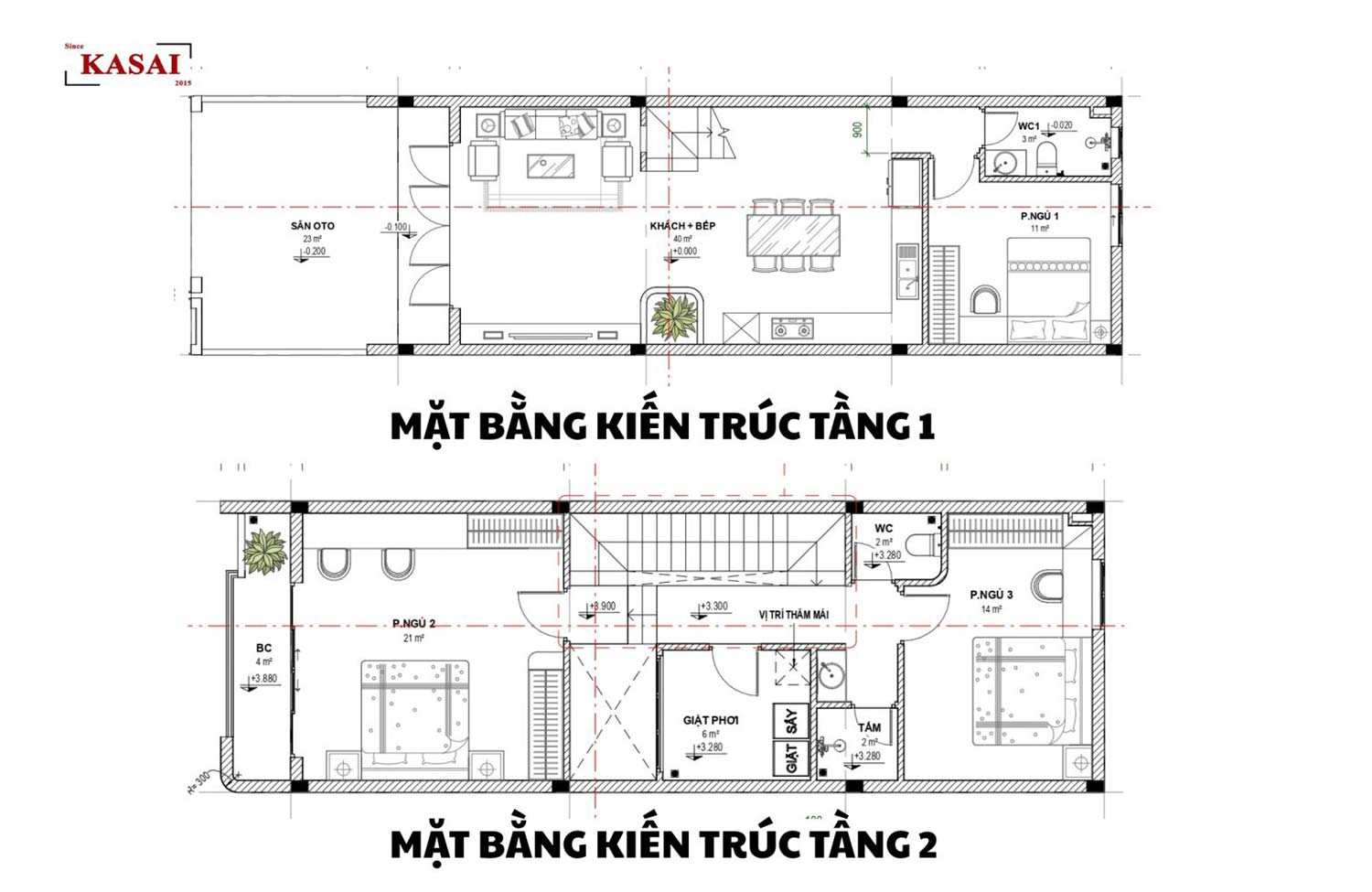 Nhà 2 tầng 5x15m