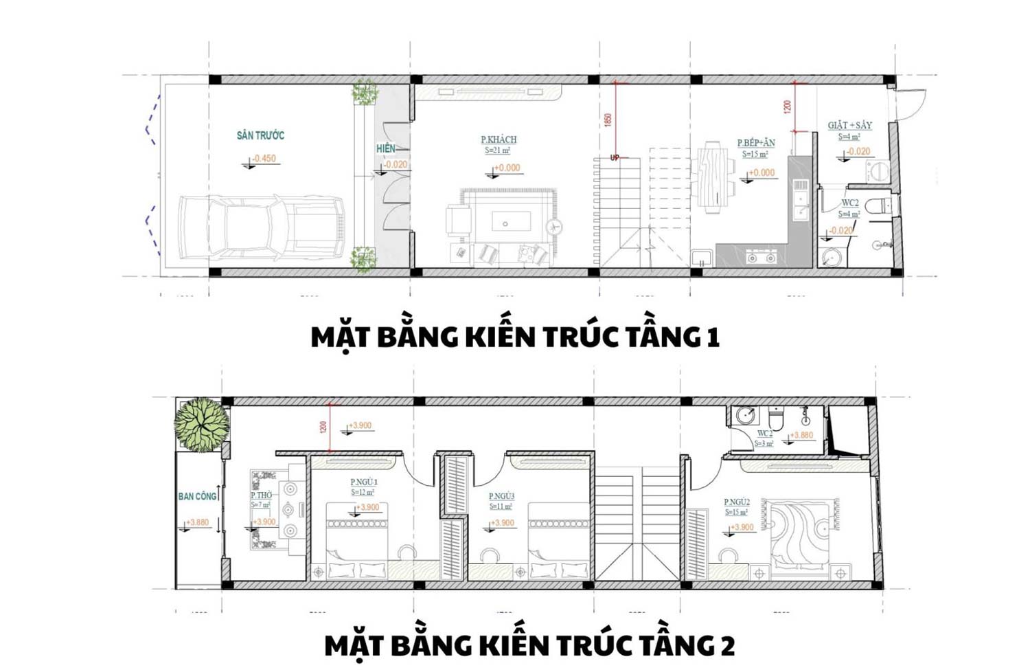 Bản vẽ hà 2 tầng 5x15m bo cong