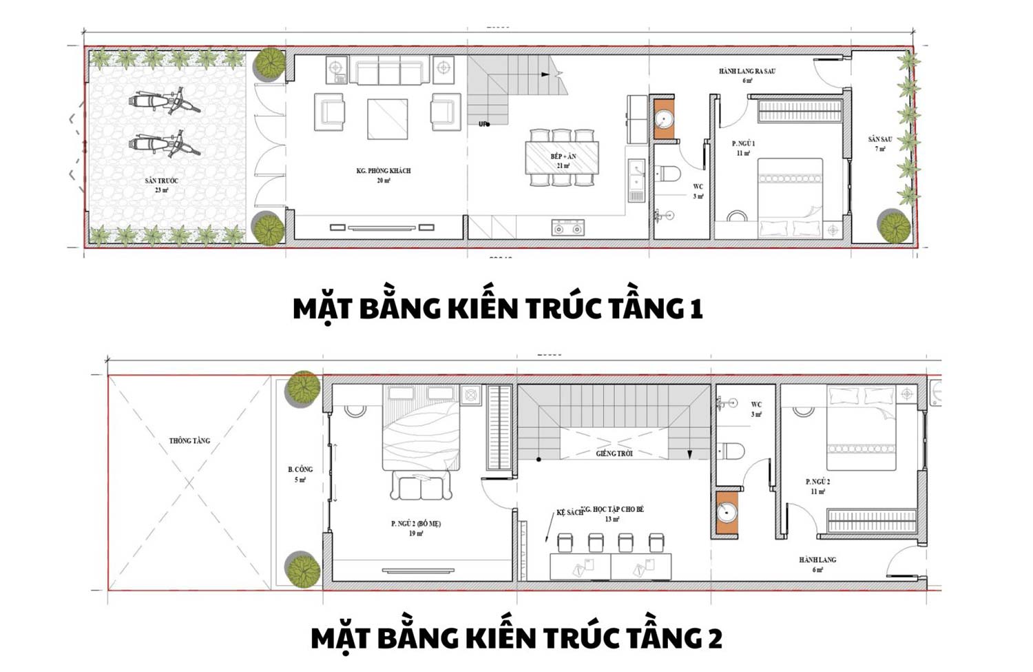 Nhà 2 tầng 5x16m
