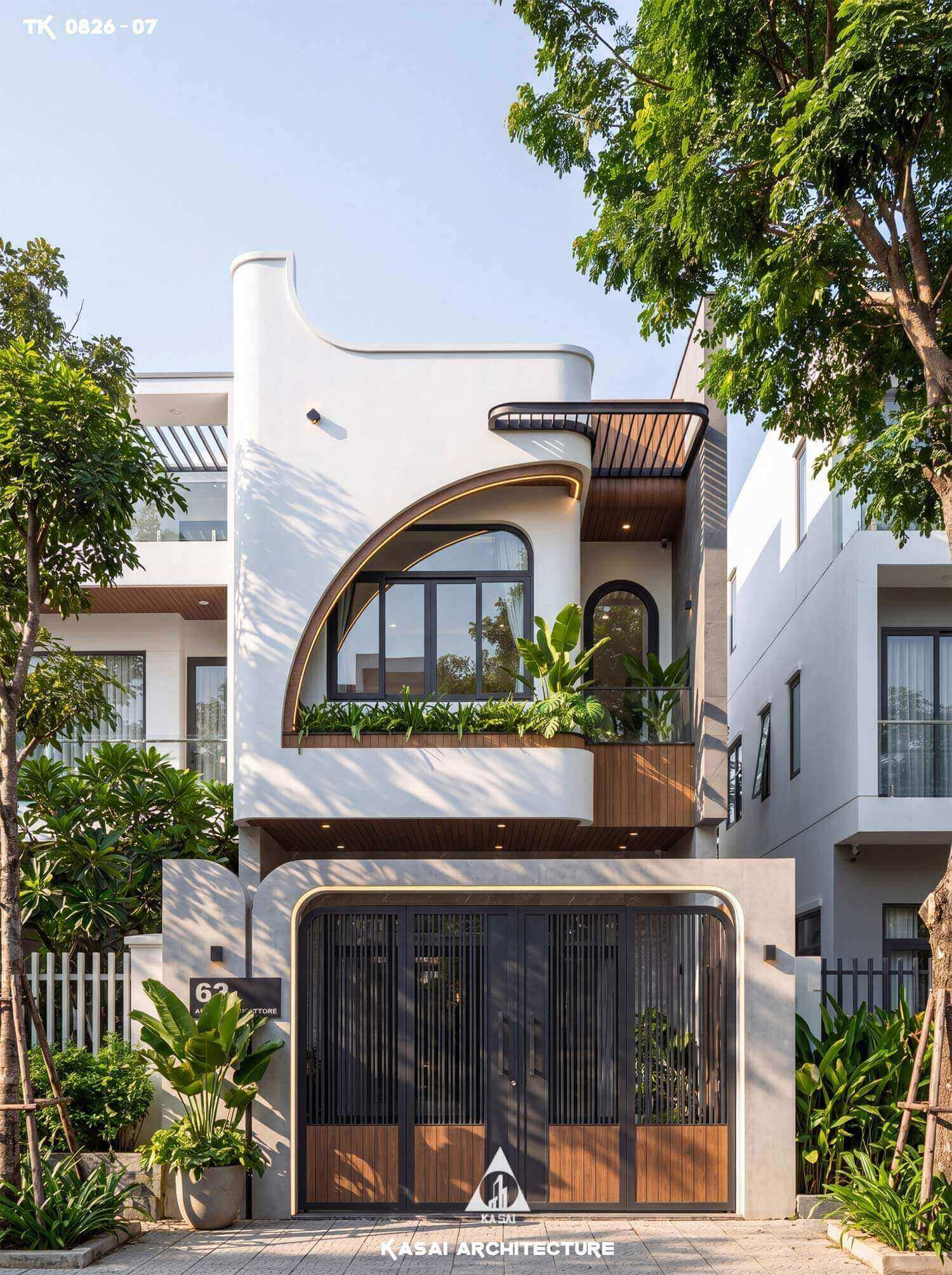 Nhà 2 tầng 5x16m cong đẹp