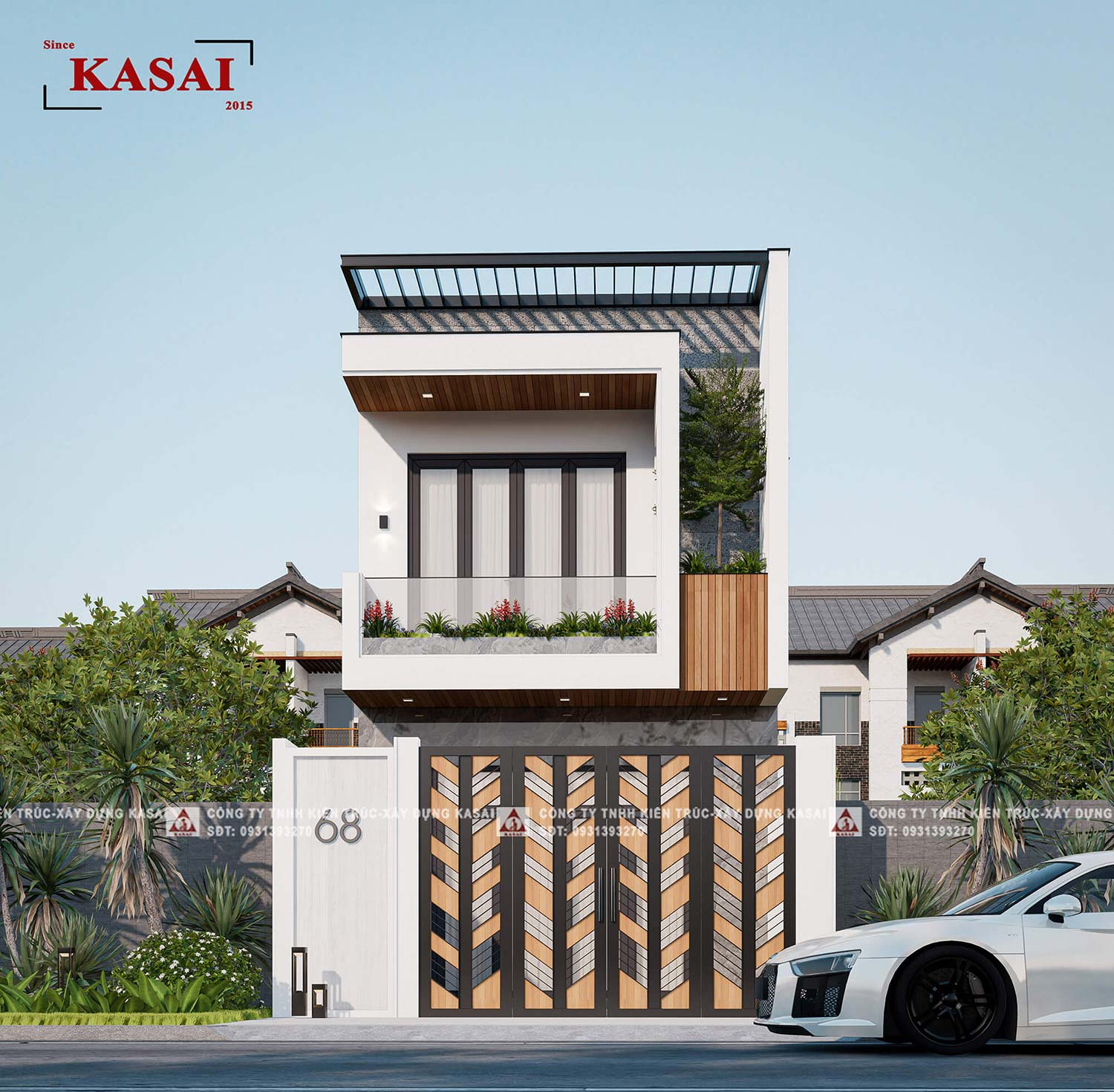 Nhà 2 tầng 5x15m mái bằng