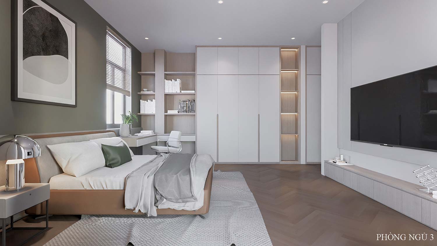 Phòng ngủ mẫu nhà phố 3 tầng 5x20m đẹp