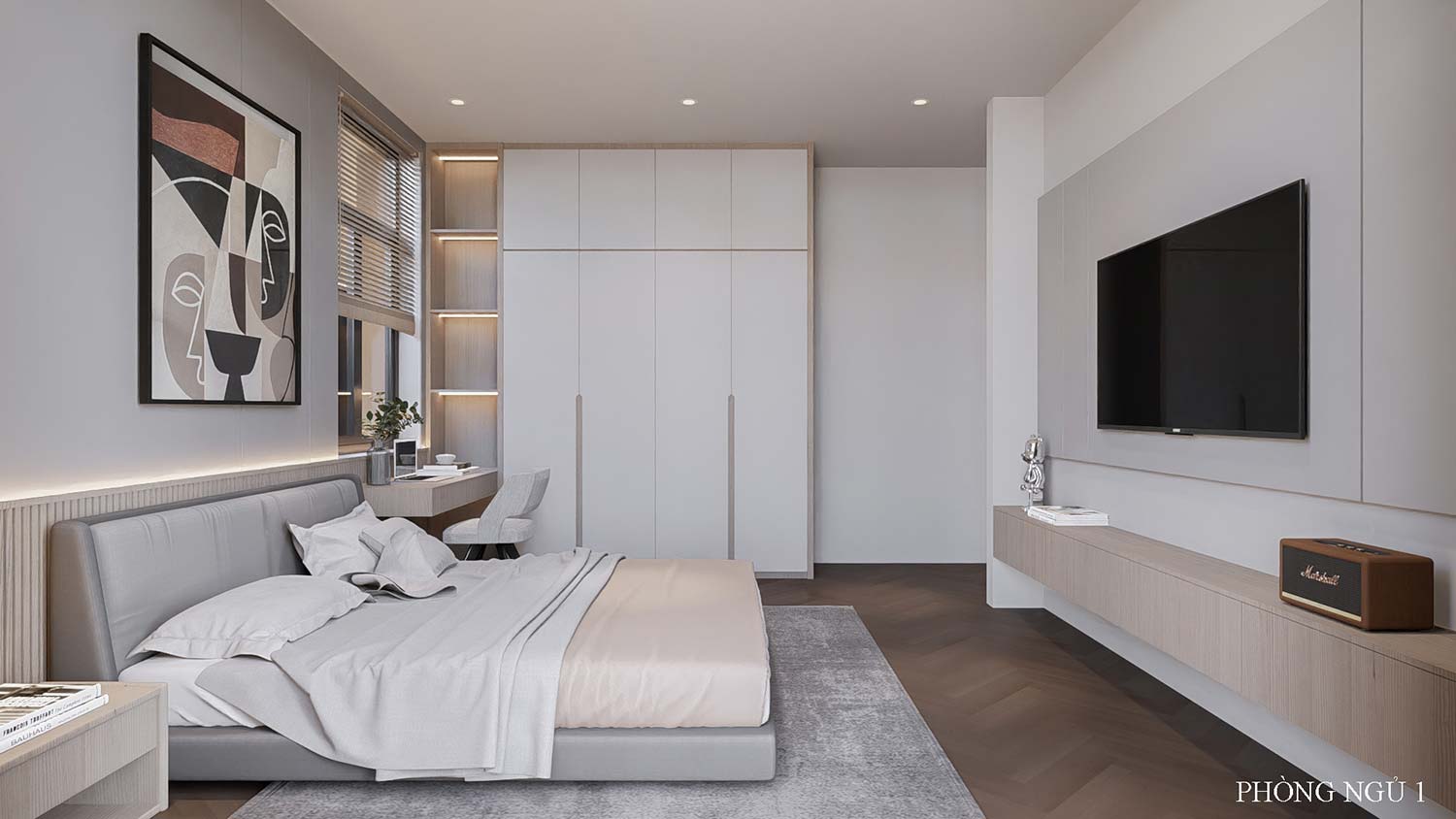 Phòng ngủ mẫu nhà phố 3 tầng 5x20m đẹp