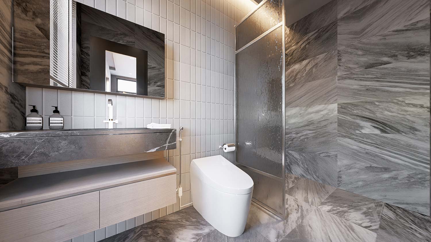 Phòng WC mẫu nhà phố 3 tầng 5x20m đẹp