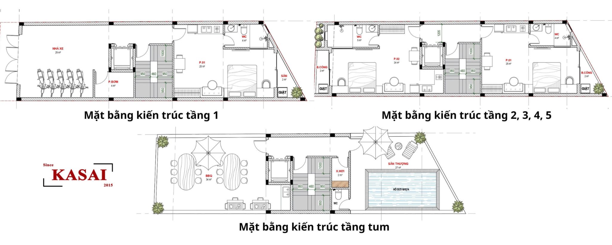 Bản vẽ thiết kế căn hộ Apartment 6 tầng